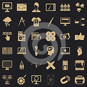 Web design icons set, simple style