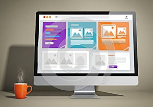 Web design layout on computer screen