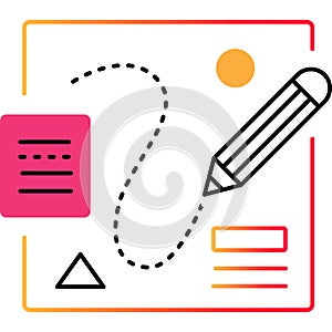 Web design outline icon sketching tool flat vector