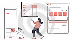 Web design process, website development and coding vector design Generative AI