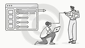 Web design process, website development, UI design, and digital workflow vector design Generative AI