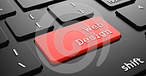 Web Design on Red Keyboard Button.