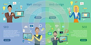 Web Design, SEO Infographic Set