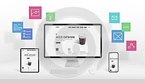 Web design studio and digital marketing agency concept
