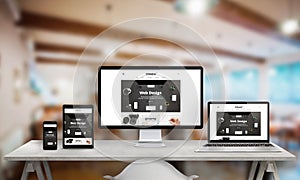 Web design studio promotion on multiple devices