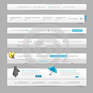 Web design template navigation elements with icons