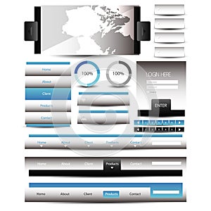 Web design template navigation elements: Navigation buttons with ornaments