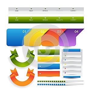 Web design template navigation elements: Navigation buttons with ornaments
