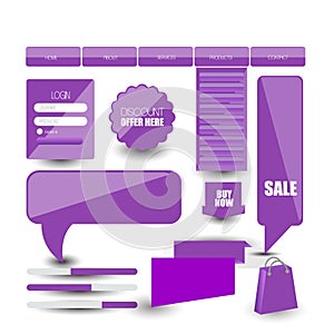 Web design template navigation selements: Navigation buttons with ornaments