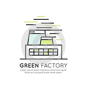 Web Design Template with thin line icons of environment, renewable energy, sustainable technology, recycling, ecology solutions, e