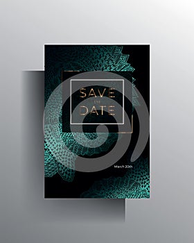 Design wedding invitation postcard template. Hand drawn texture elements. Vector.