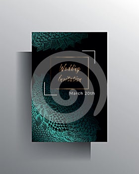 Design wedding invitation postcard template. Hand drawn texture elements. Vector.