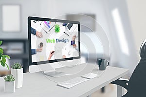 Web design text on computer display