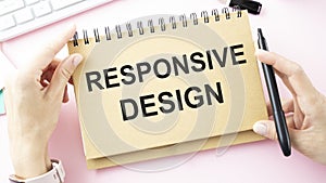 Web design text on office desk. Concept of web development team work space. Flat design flat page on laptop