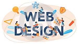 Web design typographic header. Presenting content on web pages.