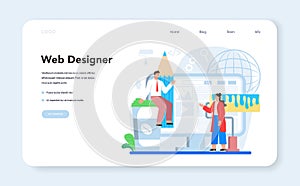 Web design web banner or landing page. Presenting content on web pages