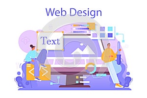 Web designer concept. Interface and content design and development.