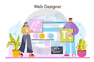 Web designer concept. Interface and content presentation design