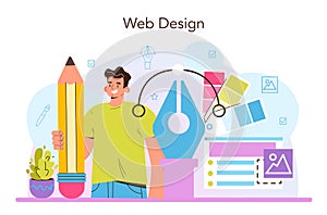 Web designer concept. Interface and content presentation design