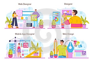 Web designer concept set. Interface and content presentation design