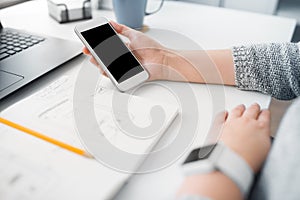 Web designer creating mobile user interface