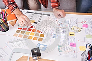 Web designer creating a mockup