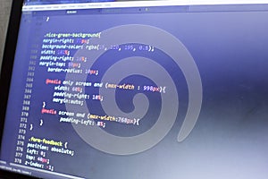 Web designer CSS3/LESS/SASS code close up
