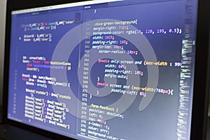 Web designer CSS3/LESS/SASS code close up