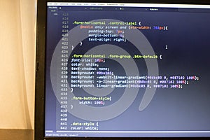 Web designer CSS3/LESS/SASS code close up