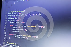 Web designer CSS3/LESS/SASS code close up