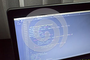 Web designer CSS3/LESS/SASS code close up