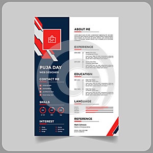 Web designer cv or resume template in eps