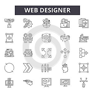 Web designer line icons, signs, vector set, linear concept, outline illustration