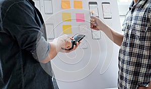 Web designer planning application for mobile phone