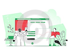 Web designer planning visual design for web project