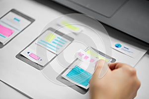 Web designer working on user interface wireframe