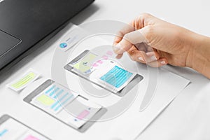 Web designer working on user interface wireframe