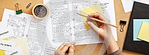 Web designer working on website project
