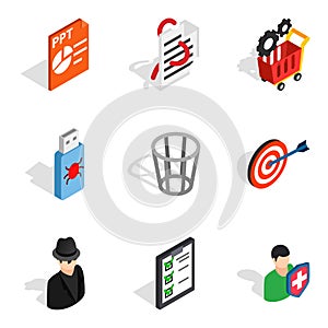 Web designing icons set, isometric style