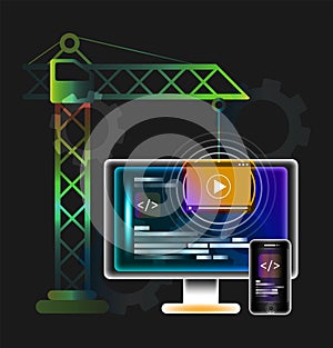 Web develop, coding and programming vector banner