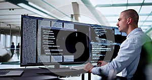 Web Developer Coding On Computer