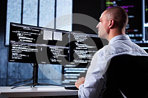 Web Developer Coding On Computer
