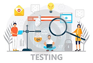 Web developer concept vector for landing page. Programmer constructs website using crane and writes code. Software