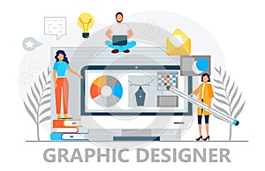 Web developer concept vector for landing page. Programmer constructs website using crane and writes code. Software