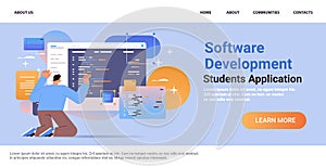 web developer creating program code development of software and programming concept horizontal copy space