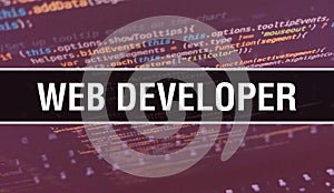 Web developer with Digital java code text. web developer and Computer software coding vector concept. Programming coding script