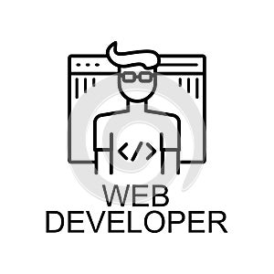 web developer icon. Element of web development signs with name for mobile concept and web apps. Detailed developer icon can be