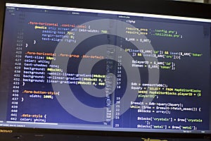 Web developer PHP and CSS3/LESS/SASS code close up. Database connecting code