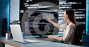 Web developer typing coding on computer