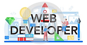 Web developer typographic header. Website optimization and web page
